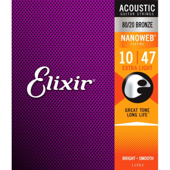 ELIXIR Strings 80/20 Bronze Ultra-Thin NANOWEB 10-47 EXTRA LIGHT