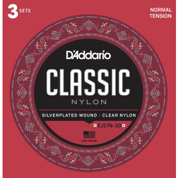 D'Addario EJ27N-3D 3-pack struny do gitary klasycznej