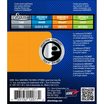 Elixir NanoWeb 10-52 Light-Heavy (12077) - struny do gitary elektrycznej